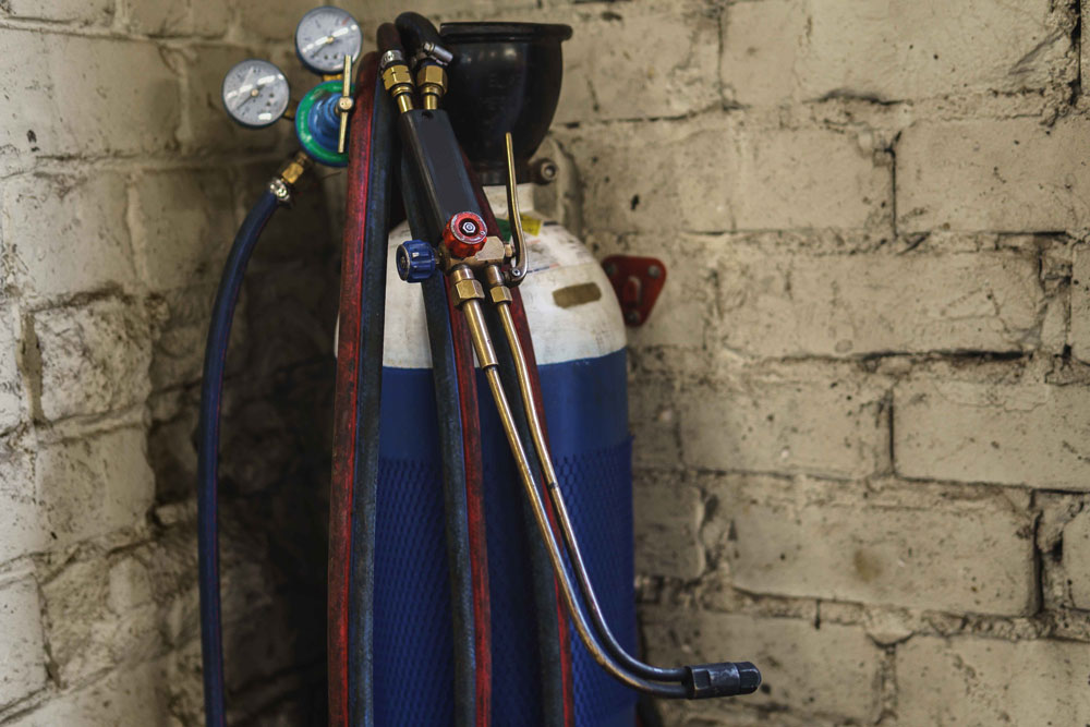 Industrial gas cylinder tank used for welding equipment repair